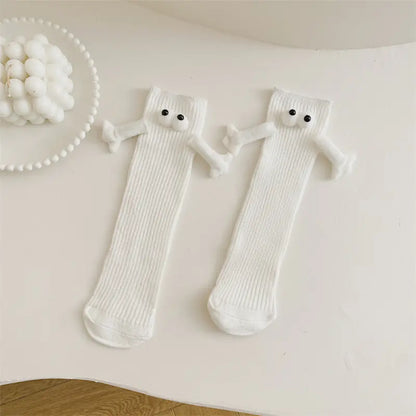 Cute Solid Color Kids' Mid-Calf Socks from NaiveNiche with Googly Eyes