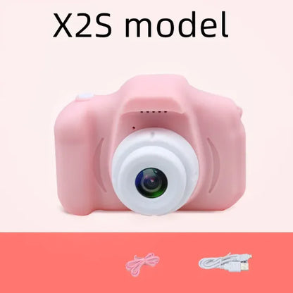 Compact kids camera in soft pink color with large lens, perfect for capturing memories