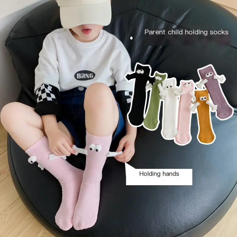 Cute Solid Color Kids' Mid-Calf Socks - Stylish matching socks for parents and children
