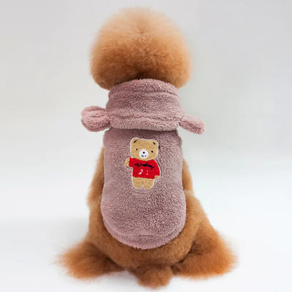 Cozy pet coat with bear design