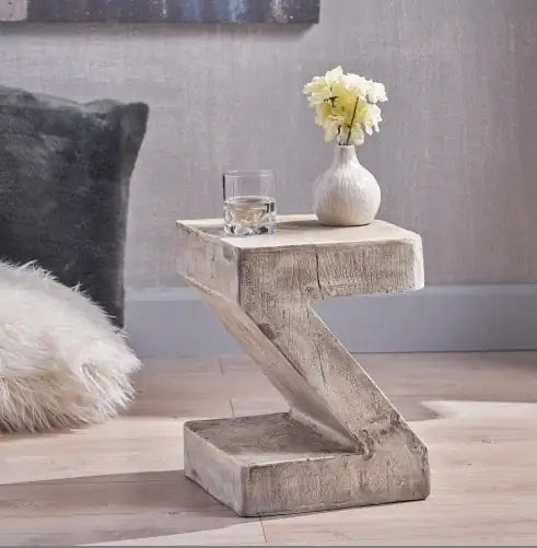 Decorative Sculptural Modern Gray Concrete Swirl Side Table naiveniche